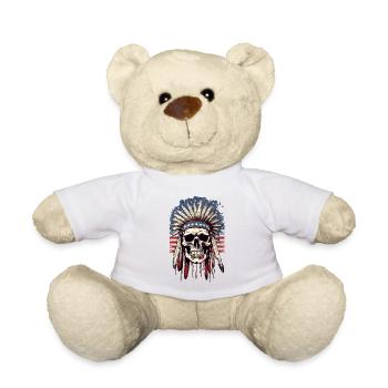 Crâne Chef Indien Plume Coiffe Amérique - Nounours - blanc - Devant