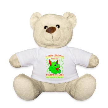 Cat Alien, UFO, UAP, Space, Space Flying Object - Teddy Bear - white - Front