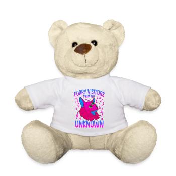Cat Alien, UFO, UAP, Space, Space Flying Object - Teddy Bear - white - Front