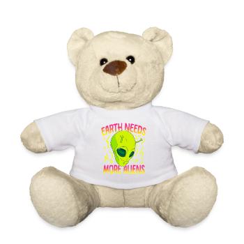 Alien, UFO, UAP, Space, Weltraum Flugobjekt - Teddy - Weiß - Vorne