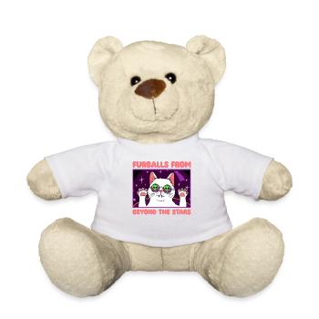 Cat Alien, UFO, UAP, Space, Space Flying Object - Teddy Bear - white - Front