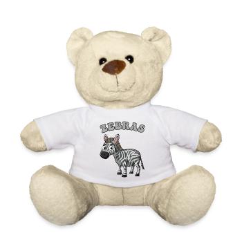Zebra Pop Art Cartoon on Black - Teddy Bear - white - Front