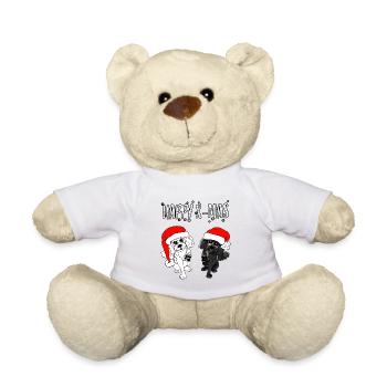 Frohe Weihnachten - weihnachtliches Pudelmotiv - Teddy - Weiß - Vorne