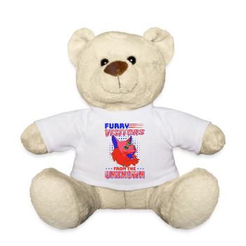 Cat Alien, UFO, UAP, Space, Space Flying Object - Teddy Bear - white - Front