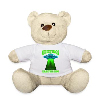 Alien, UFO, UAP, Space, Weltraum Flugobjekt - Teddy - Weiß - Vorne