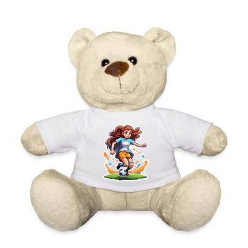 Fußballerin / Sport / Fußballplatz / Verein / FC - Teddy - Weiß - Vorne