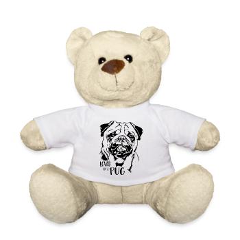 Loved by a Pug Dog Pug Dog Saying Wilsigns - Teddy Bear - white - Front