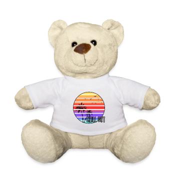 Chill out summer motif with palm tree in sunset - Teddy Bear - white - Front