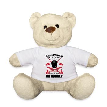 Dans ma tête je joue au hockey - Nounours - blanc - Devant