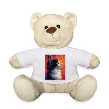 Puntillist Purrfection : Œuvre d’art de chat coloré - Nounours - blanc - Devant