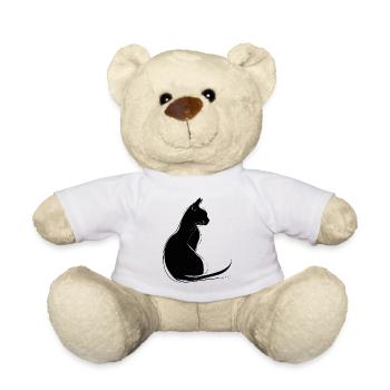 Katze Silhouette Umriss Zeichnung Lineart Kunst - Teddy - Weiß - Vorne