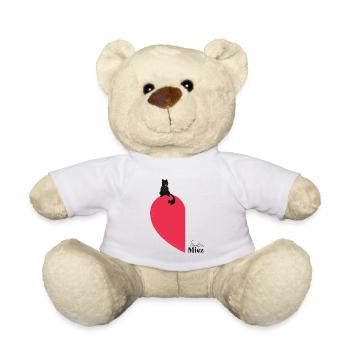 Partnershirt Fräulein Miez Katze auf halbem Herz - Teddy - Weiß - Vorne