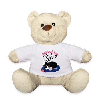 Salon Lion - Sleeping Cat with Mice Balls of Wool - Teddy Bear - white - Front