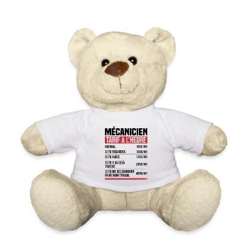 Mécanicien tarif à l'heure idée cadeau humour - Nounours - blanc - Devant