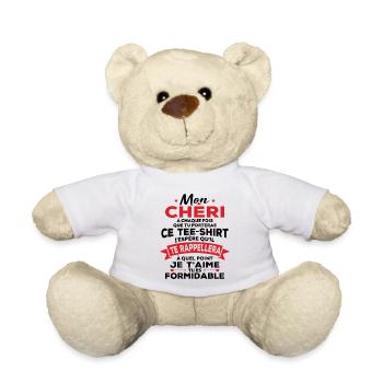 Mon chéri je t aime tu es formidable - Nounours - blanc - Devant