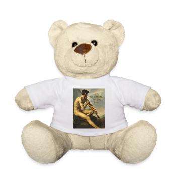 Mann mit Speer | Ölgemälde | Art | lustiger Spruch - Teddy - Weiß - Vorne