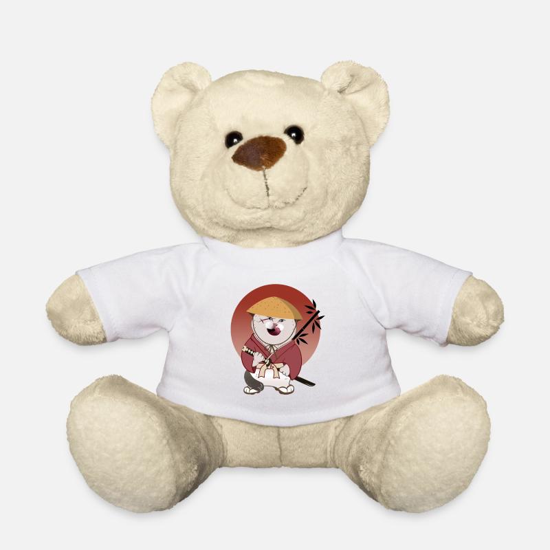 batosai cat with straw hat and scar - Teddy Bear - white