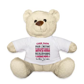 Originelle Schwangerschaftsanzeige für werdende Väter - Teddy - Weiß - Vorne