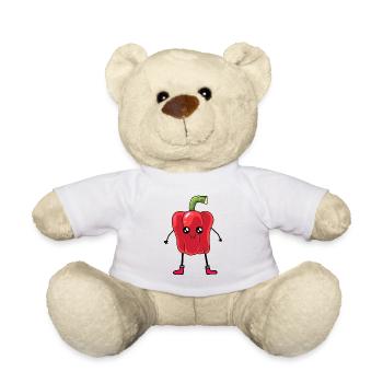 Pepper Red Vegetable Kawaii - Teddy Bear - white - Front
