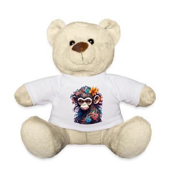 Singe mignon / Fille de singe / Mignon / noeud de cheveux - Nounours - blanc - Devant
