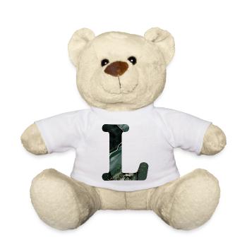 Letter l marbled green - Teddy Bear - white - Front