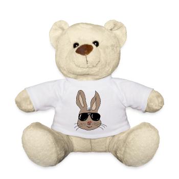 Hase mit Sonnenbrille Herznase - Teddy - Weiß - Vorne