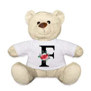 Lettre f floral rouge - Nounours - blanc - Devant