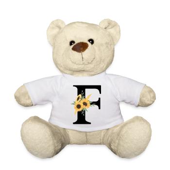 Lettre f floral tournesol - Nounours - blanc - Devant