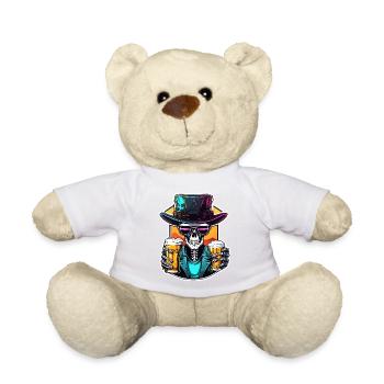 Skull / Totenkopf / Skelett / Gothic / Bier - Teddy - Weiß - Vorne
