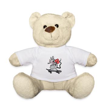 Rodent Rat Skater Mouse Skateboard Birthday - Teddy Bear - white - Front