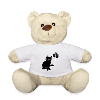 Schwarzer Kater Katze Halloween Luftballons - Teddy - Weiß - Vorne