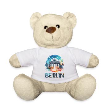 Berlin City Brilliance: Vibrant Cityscape Art - Teddy Bear - white - Front