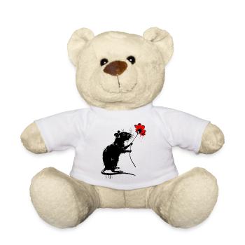 Rat with flower - Teddy Bear - white - Front