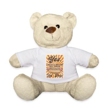 Hot Dog Adult Vintage Retro Yes, I - Teddy Bear - white - Front