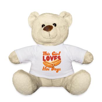 Hot Dog Adult Girl This Girl Loves - Teddy Bear - white - Front