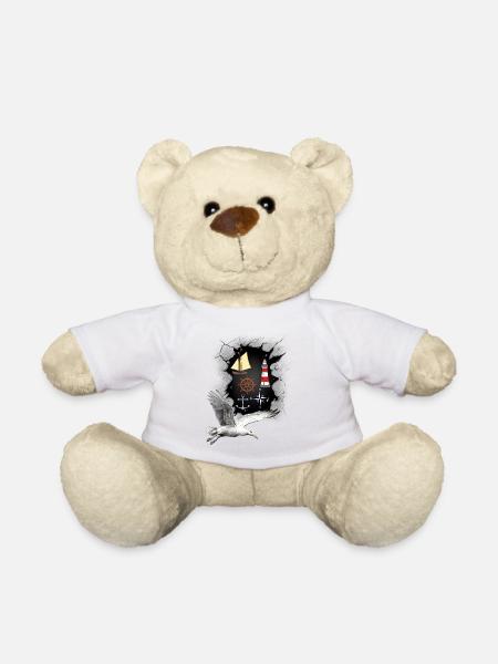 Nordsee Leuchturm Leuchtürme Möwen maritim Schiff - Teddy - Weiß