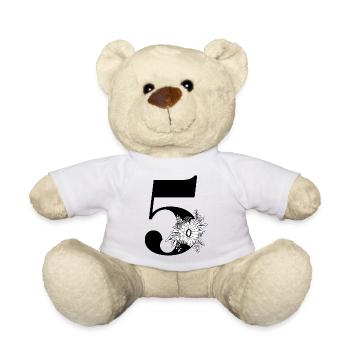 Nummer 5 Schwarze Blumen - 5. Blumenjubiläum - Teddy - Weiß - Vorne