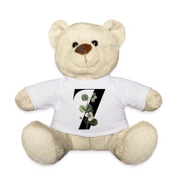 Numéro 7 floral vert -7e anniversaire floral - Nounours - blanc - Devant