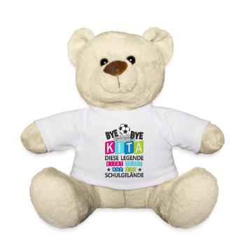 Einschulung Schulkind Fußball Schulanfang Geschenk - Teddy - Weiß - Vorne