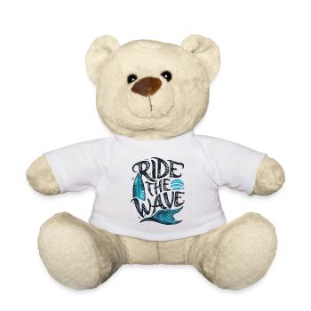 Ride the Wave Surfing Surfboard Summer Holiday - Teddy Bear - white - Front