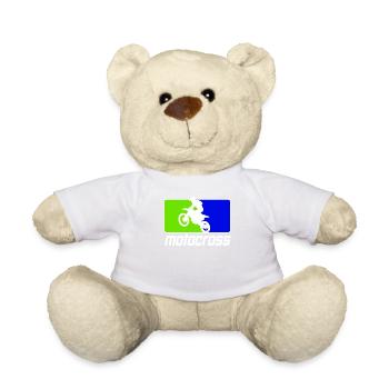 Motocross Enduro Motorcycle Supermoto Motorbike - Teddy Bear - white - Front