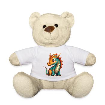 Drache Türkis - Teddy - Weiß - Vorne