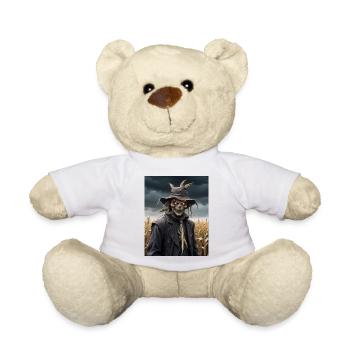 Vogelscheuche auf einem Feld dunkler Horror gruselig Halloween - Teddy - Weiß - Vorne