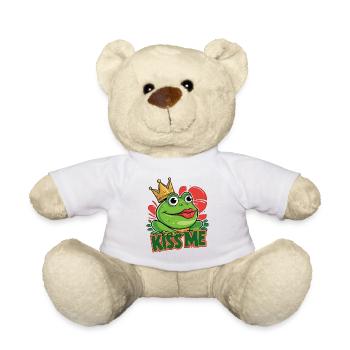 Funny Green Frog Kiss Me - Teddy Bear - white - Front