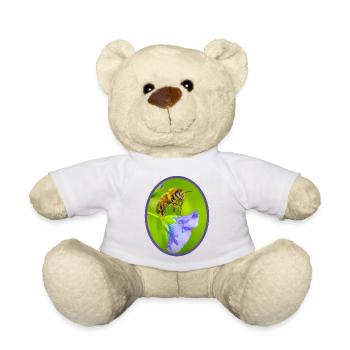 Biene auf lila Blüte - oval umrandet - Teddy - Weiß - Vorne