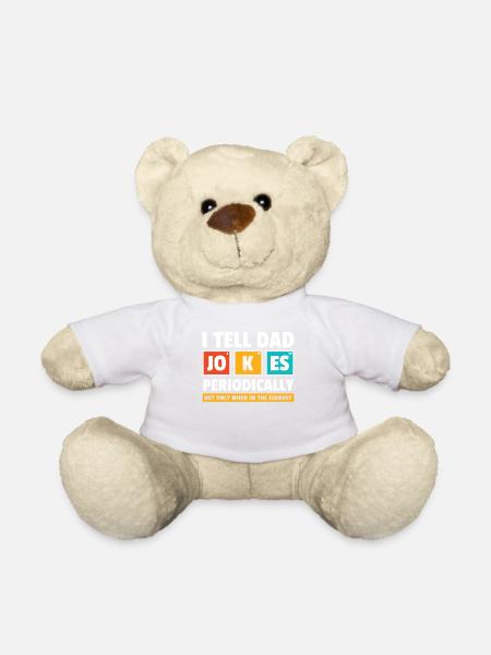 Dad Jokes Periodically Gift Nerd Geek Fathers - Teddy Bear - white