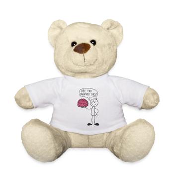 Stick Figure With Brain Funny Saying - Teddy Bear - white - Front