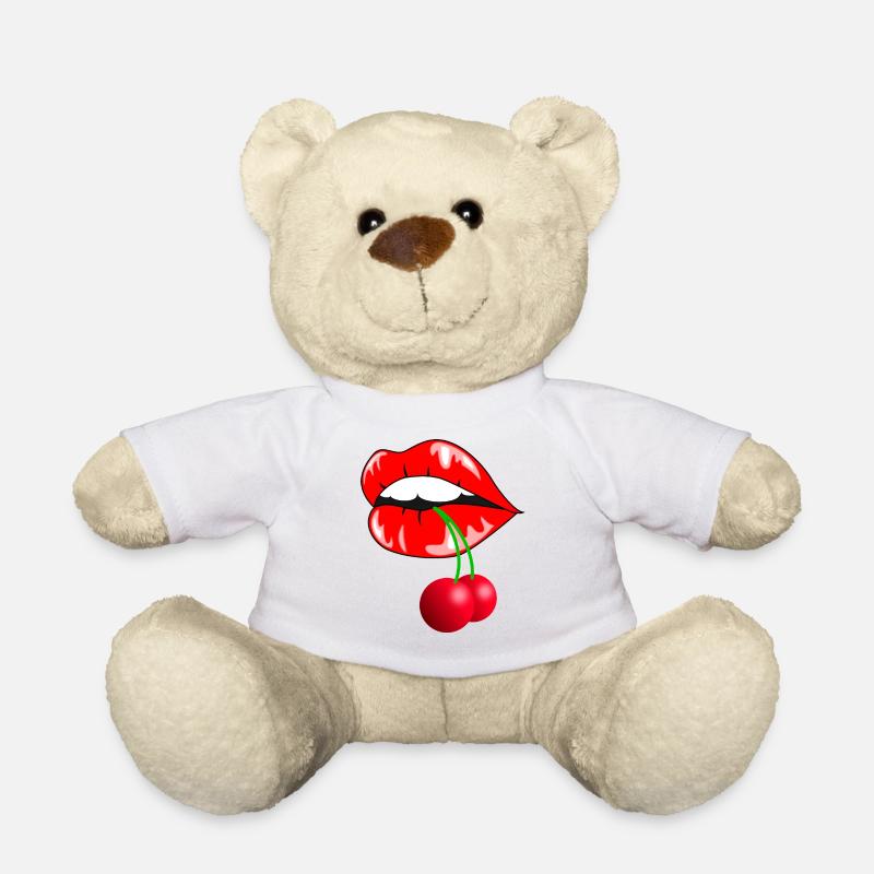 Cerises ludiques avec motif de lèvres - Nounours - blanc