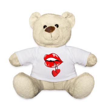 Embrasser la bouche avec des cœurs - Nounours - blanc - Devant