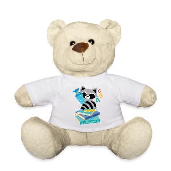 Waschbär mit Schultüte auf Bücherstapel - Teddy - Weiß - Vorne